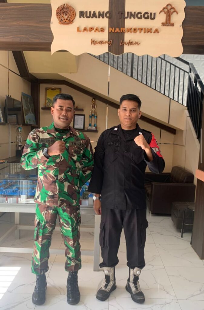 Wujudkan Sinergi TNI-PAS, Lapas Narkotika Karang Intan Dapatkan Dukungan Pengamanan Dari Koramil Karang Intan