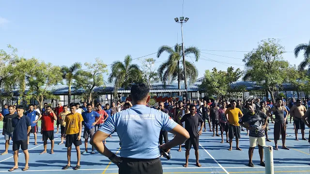 Ratusan Warga Binaan Lapas Narkotika Karang Intan Senam Pagi Bersama Petugas, Jaga Kebugaran Fisik